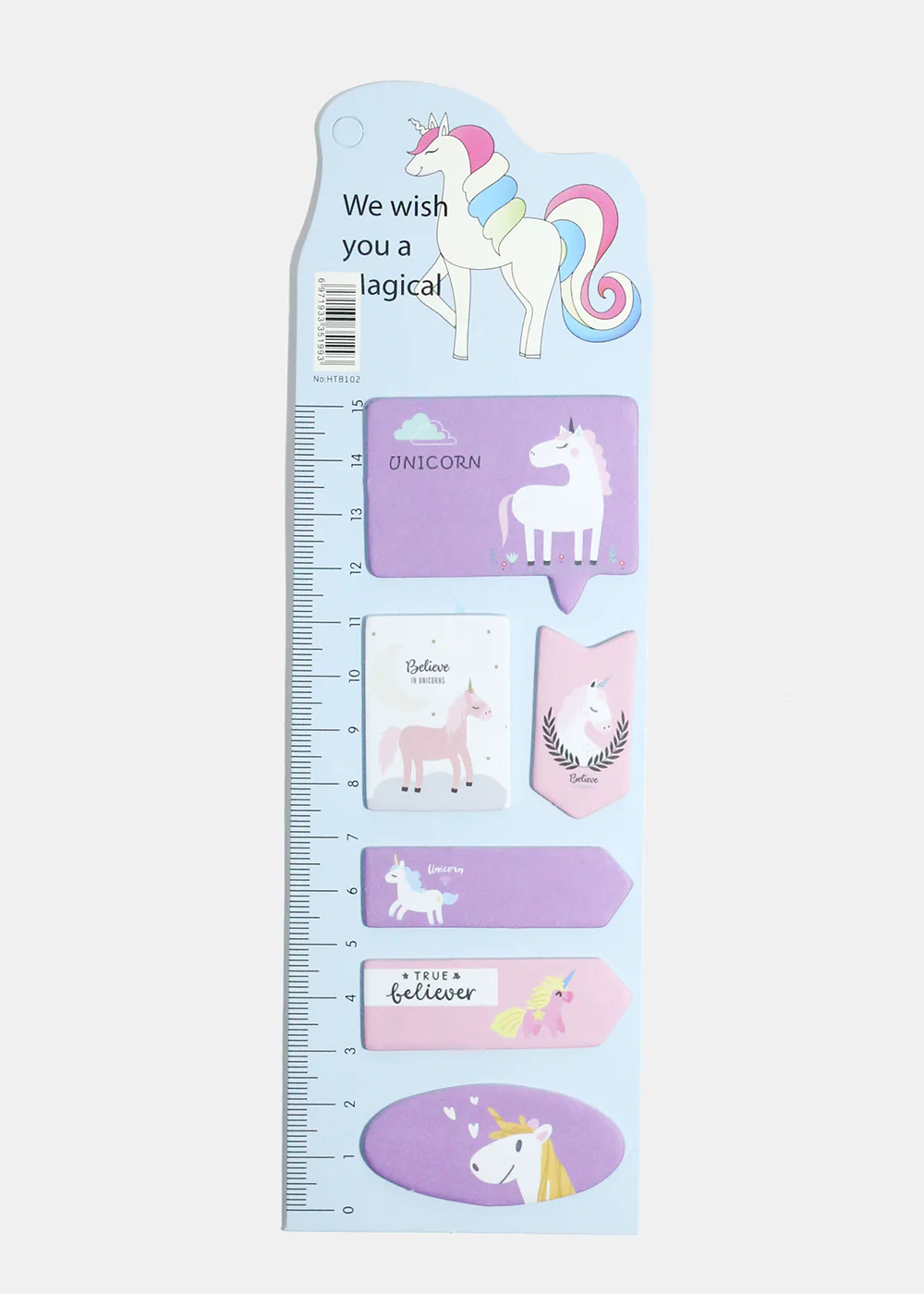 Unicorn Print Index Sticky Notes & Ruler - Image 2