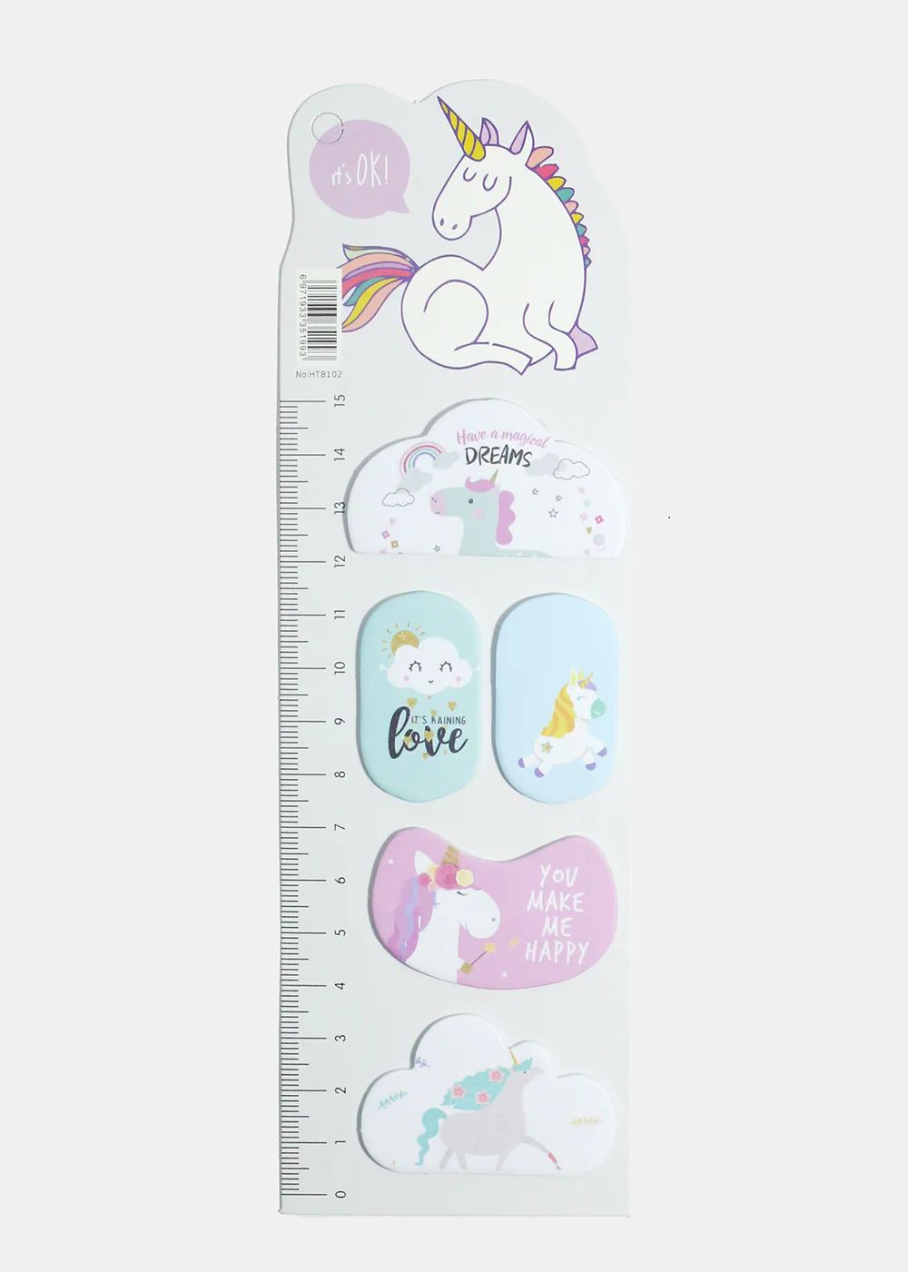 Unicorn Print Index Sticky Notes & Ruler - Image 3
