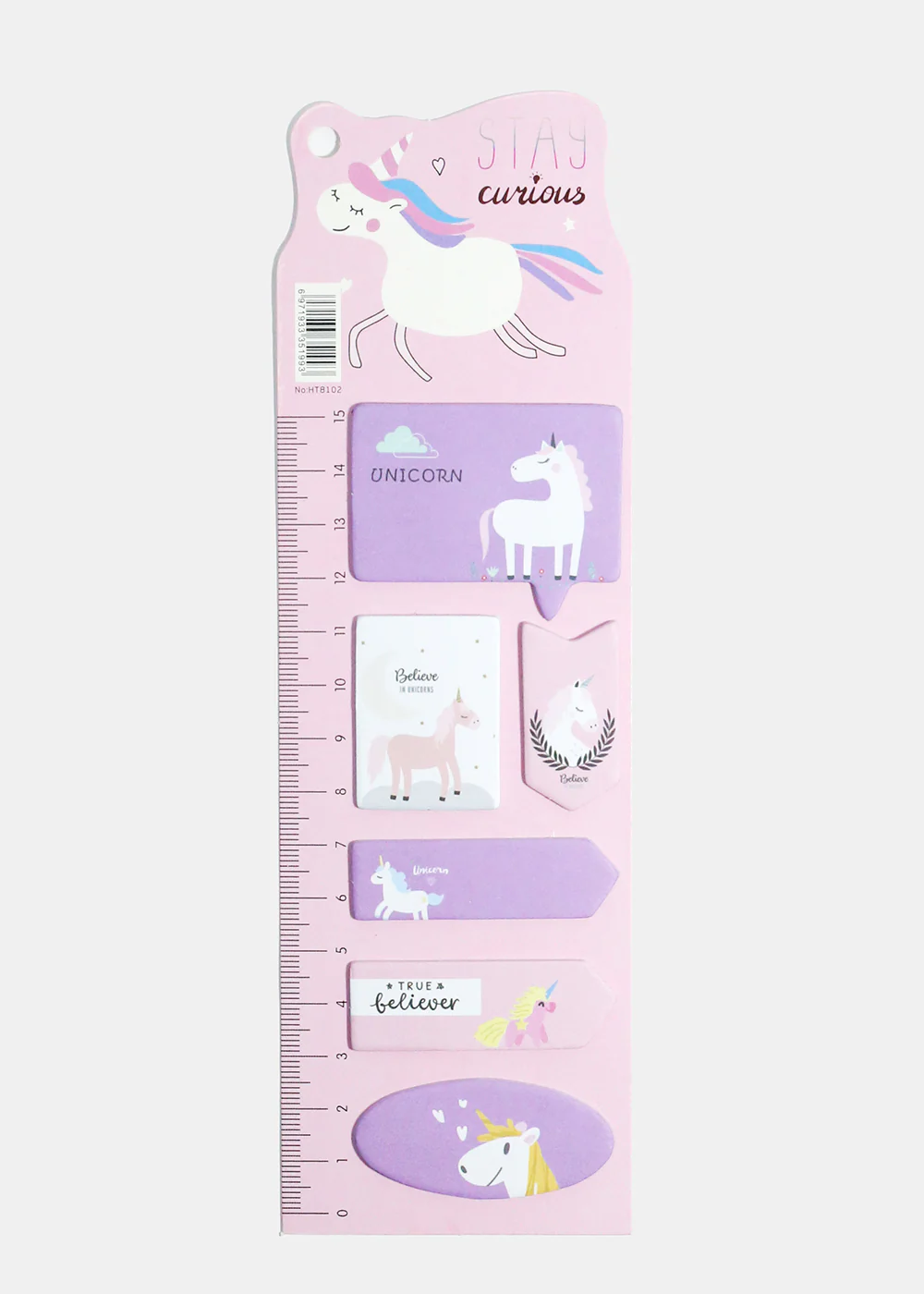 Unicorn Print Index Sticky Notes & Ruler - Image 4