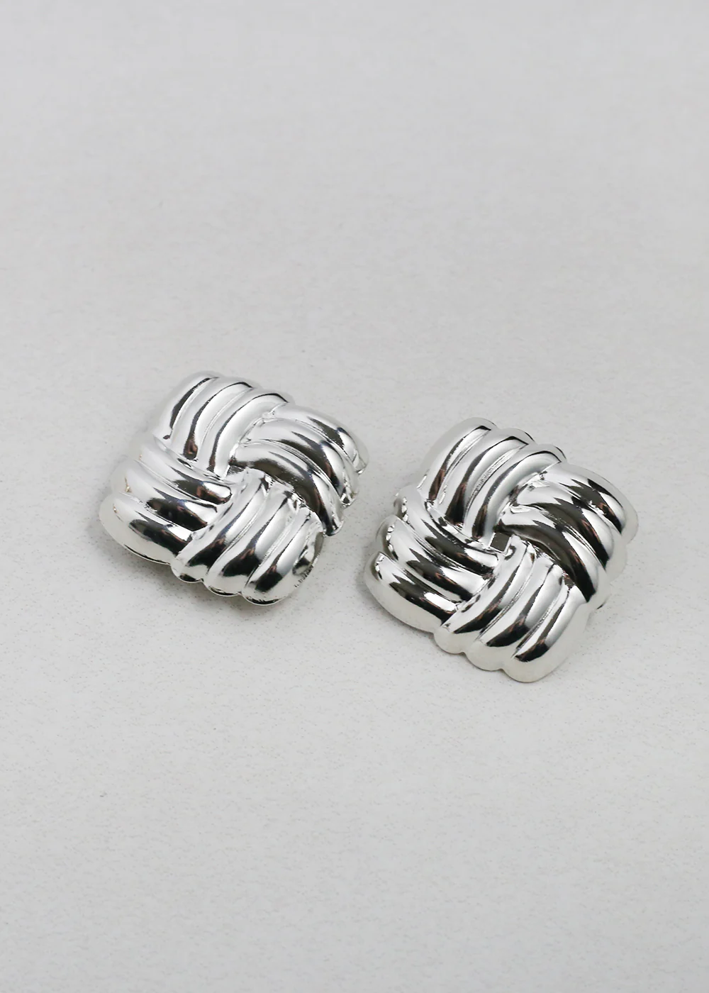 Vintage-Inspired Woven Square Button Earrings