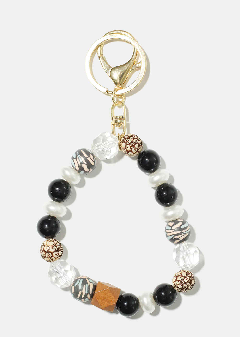 Wood and Pearl Bead Keychain Bracelet - Image 4