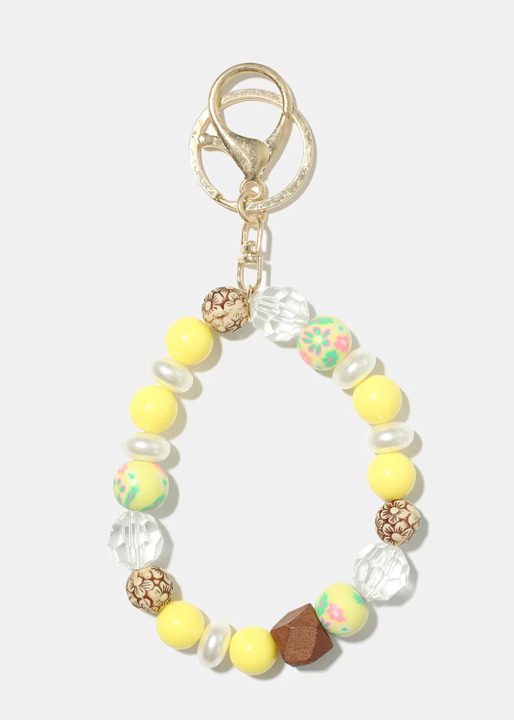 Wood and Pearl Bead Keychain Bracelet - Image 6