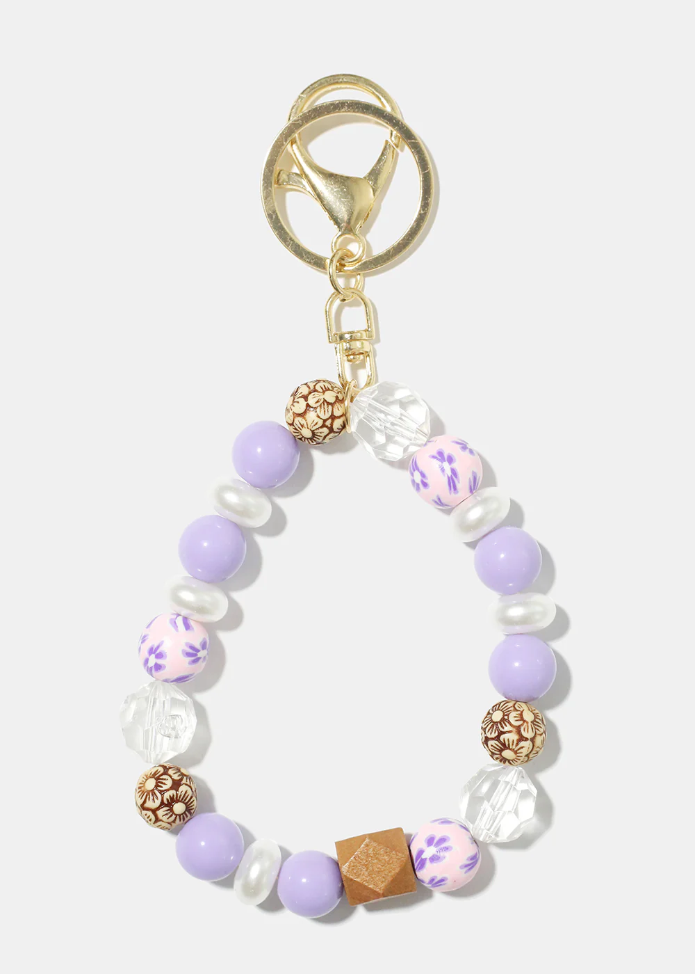 Wood and Pearl Bead Keychain Bracelet - Image 7