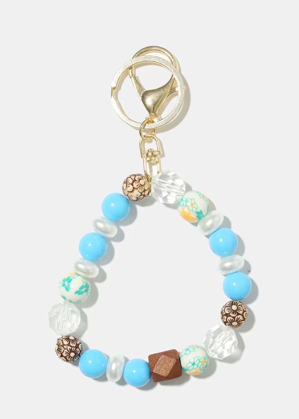 Wood and Pearl Bead Keychain Bracelet - Image 8