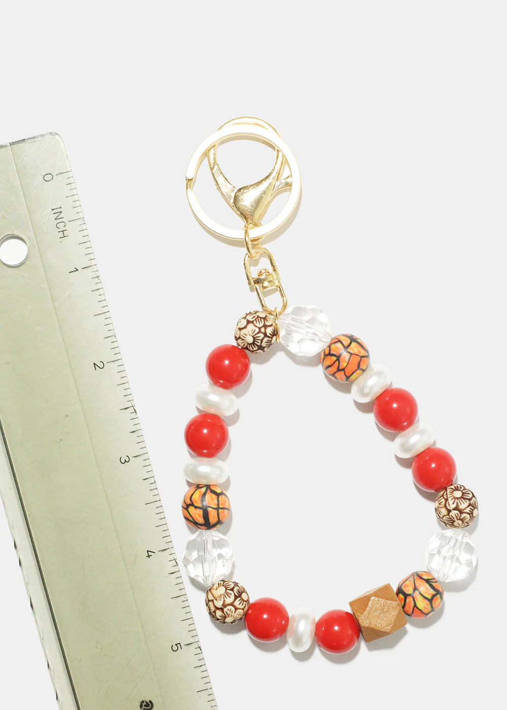 Wood and Pearl Bead Keychain Bracelet - Image 9